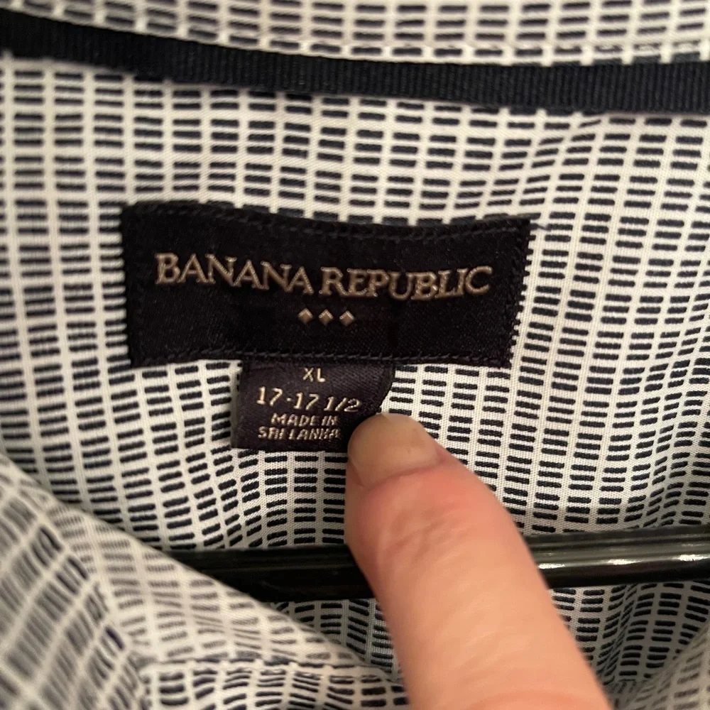 Banana Republic Men's Navy & White Micro Print‎ Button Down Shirt XL